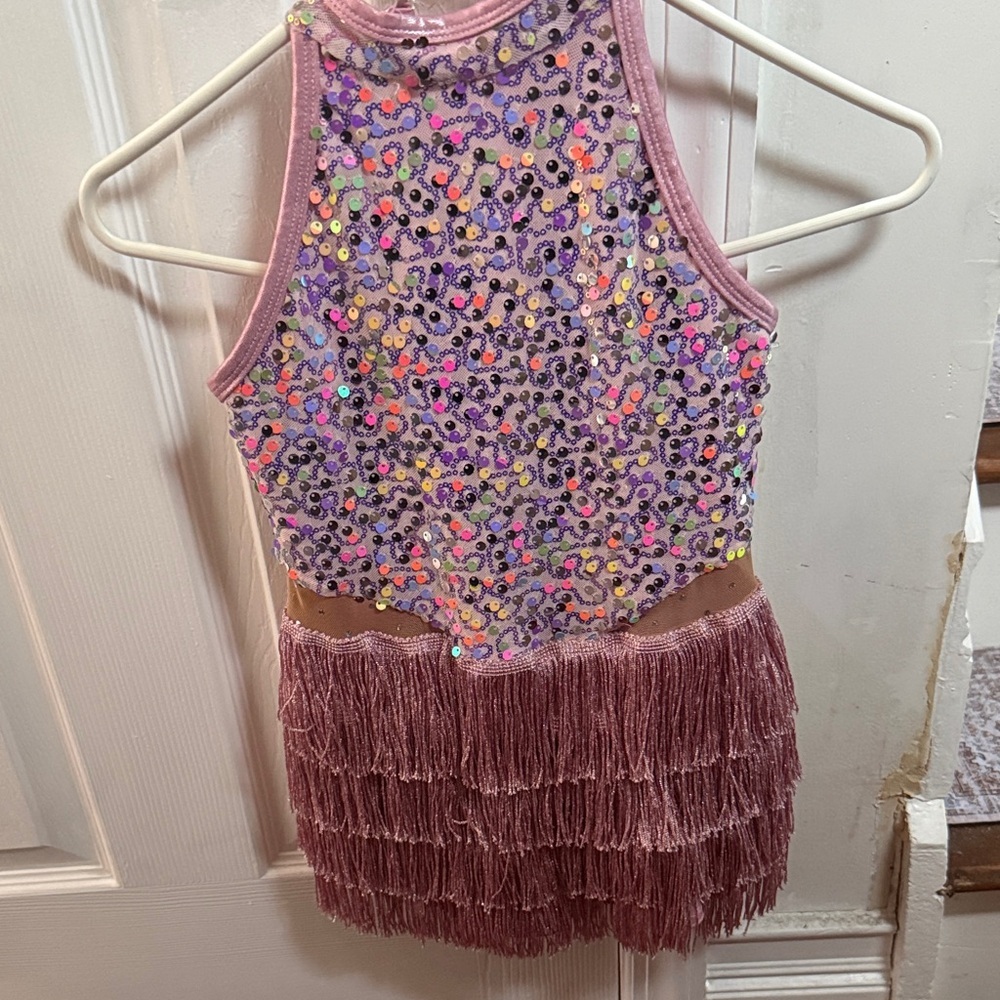 Sparkling Pink Sequin Kids Dance Costume